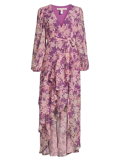 Sadey Floral Tie-Waist Midi-Dress