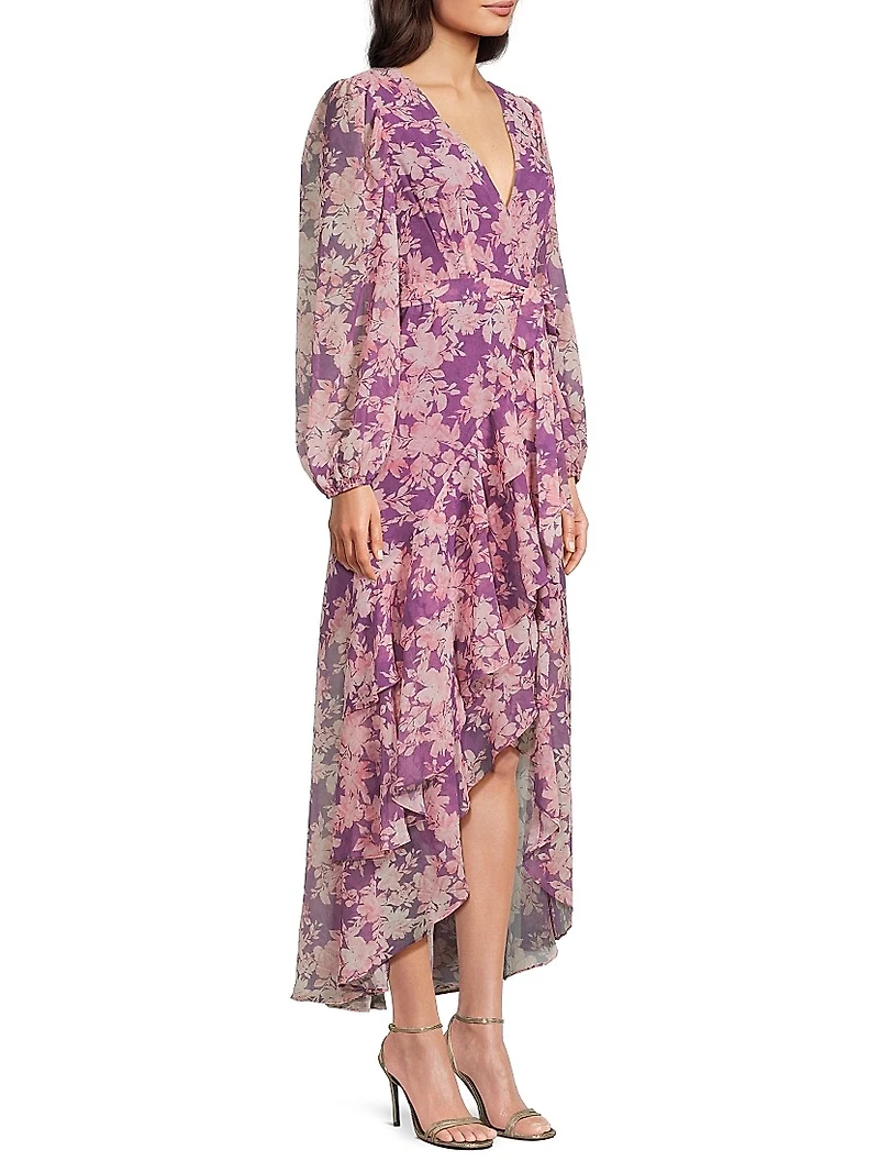 Sadey Floral Tie-Waist Midi-Dress