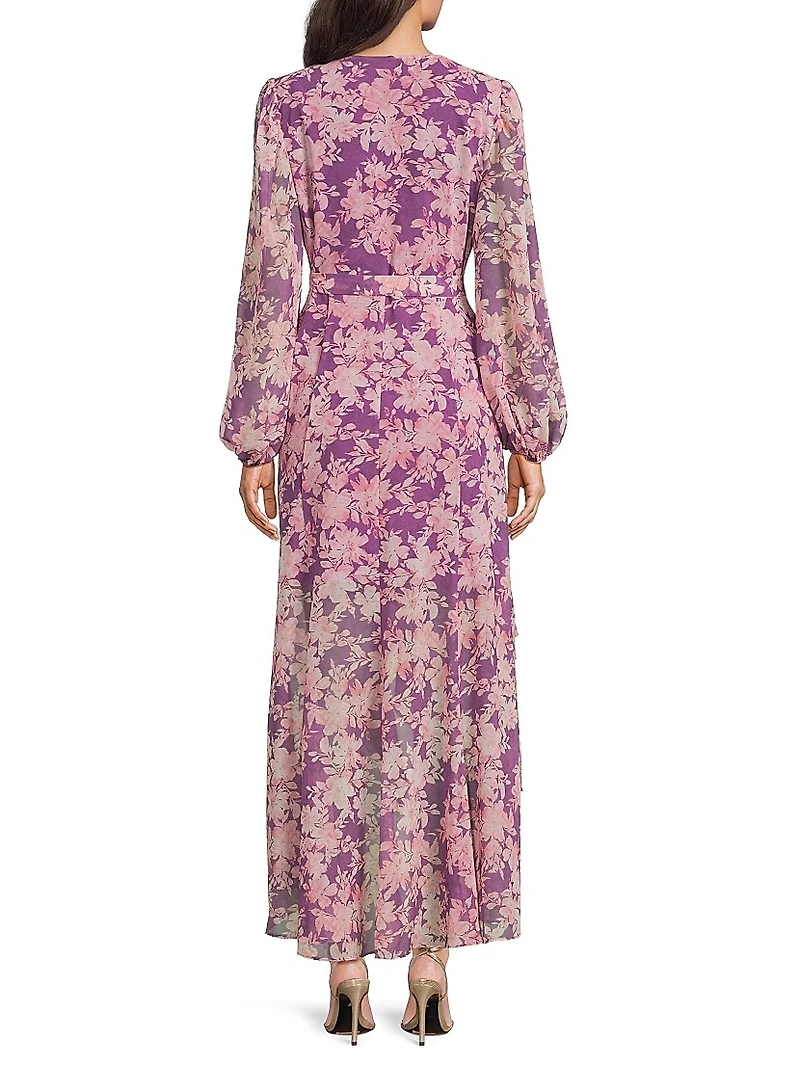 Sadey Floral Tie-Waist Midi-Dress