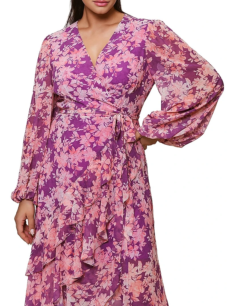 Sadey Floral Tie-Waist Midi-Dress
