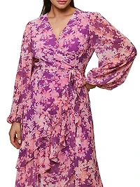 Sadey Floral Tie-Waist Midi-Dress