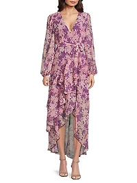 Sadey Floral Tie-Waist Midi-Dress