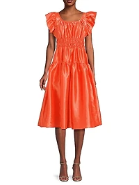 Vanessa Ruched Metallic Mididress