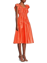 Vanessa Ruched Metallic Mididress