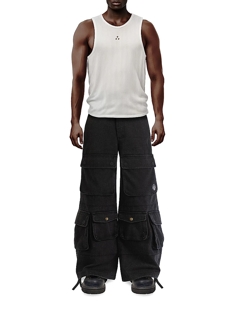 Destroy and Rebuild Rivet Rib-Knit Cotton Tank