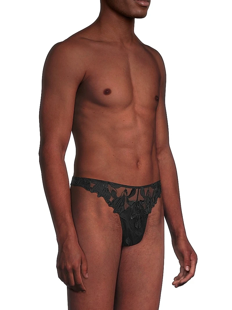 Lily Embroidered Stretch Thong
