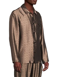 Jacquard Silk-Blend Button-Front Pajama Shirt