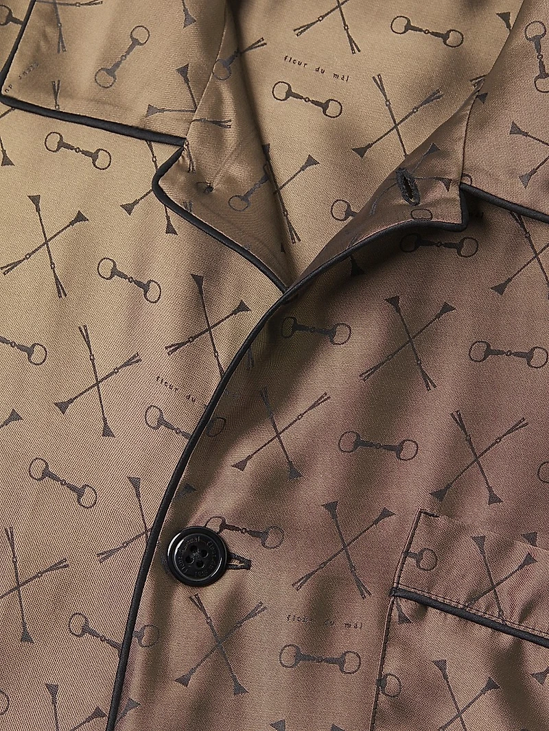 Jacquard Silk-Blend Button-Front Pajama Shirt