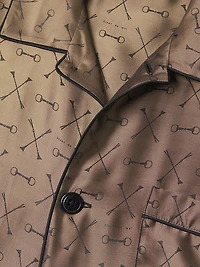Jacquard Silk-Blend Button-Front Pajama Shirt