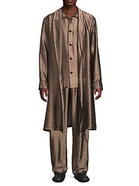 Jacquard Silk-Blend Button-Front Pajama Shirt