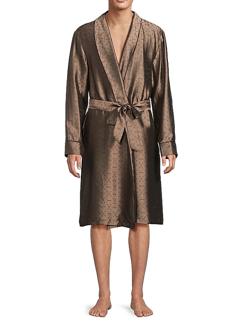 Logo Jacquard Silk-Blend Robe
