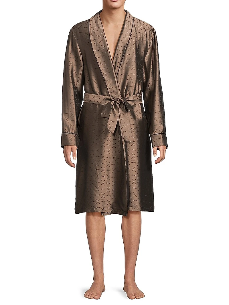 Logo Jacquard Silk-Blend Robe