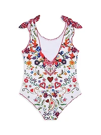 Girl's Printed One-Piece Swimsuit