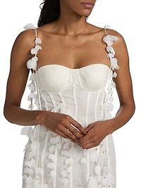 Dawning Petal Linen-Silk Midi-Dress