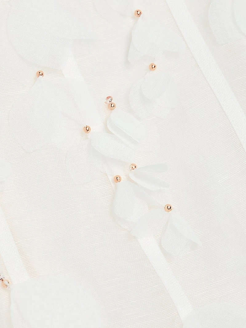 Dawning Petal Linen-Silk Midi-Dress