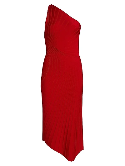 Raith Rib-Knit Asymmetric Midi Dress