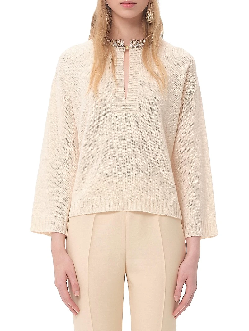 Embroidered Wool Sweater