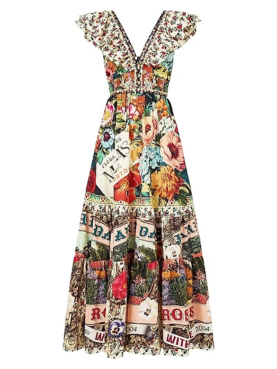 Aromatic Amor Cotton Floral Maxi Dress