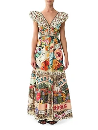 Aromatic Amor Cotton Floral Maxi Dress