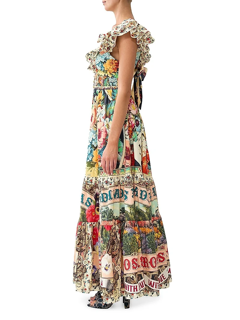 Aromatic Amor Cotton Floral Maxi Dress