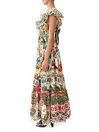Aromatic Amor Cotton Floral Maxi Dress