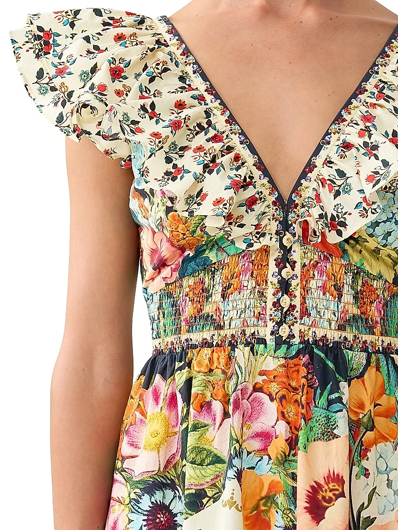 Aromatic Amor Cotton Floral Maxi Dress