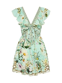 Floral Freefall Printed Linen Minidress