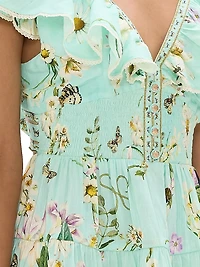 Floral Freefall Printed Linen Minidress