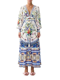 Tiles Darls Floral Silk Maxi-Dress