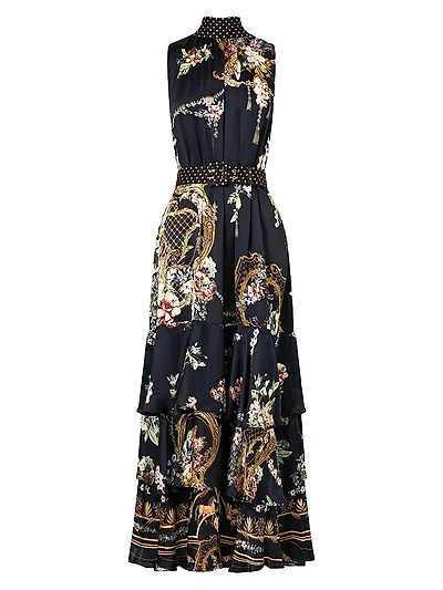 Noble Endeavours Floral Silk Maxi Dress