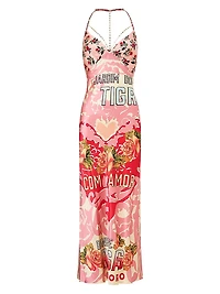 Pink Porto Floral Silk Charmeuse Slipdress