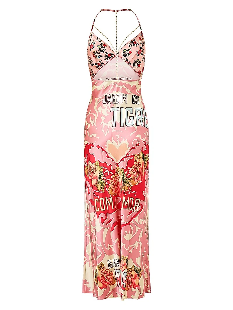 Pink Porto Floral Silk Charmeuse Slipdress