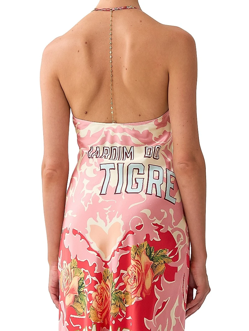Pink Porto Floral Silk Charmeuse Slipdress