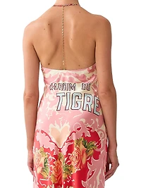 Pink Porto Floral Silk Charmeuse Slipdress