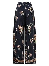 Noble Endeavours Floral Linen-Silk Wide-Leg Pants