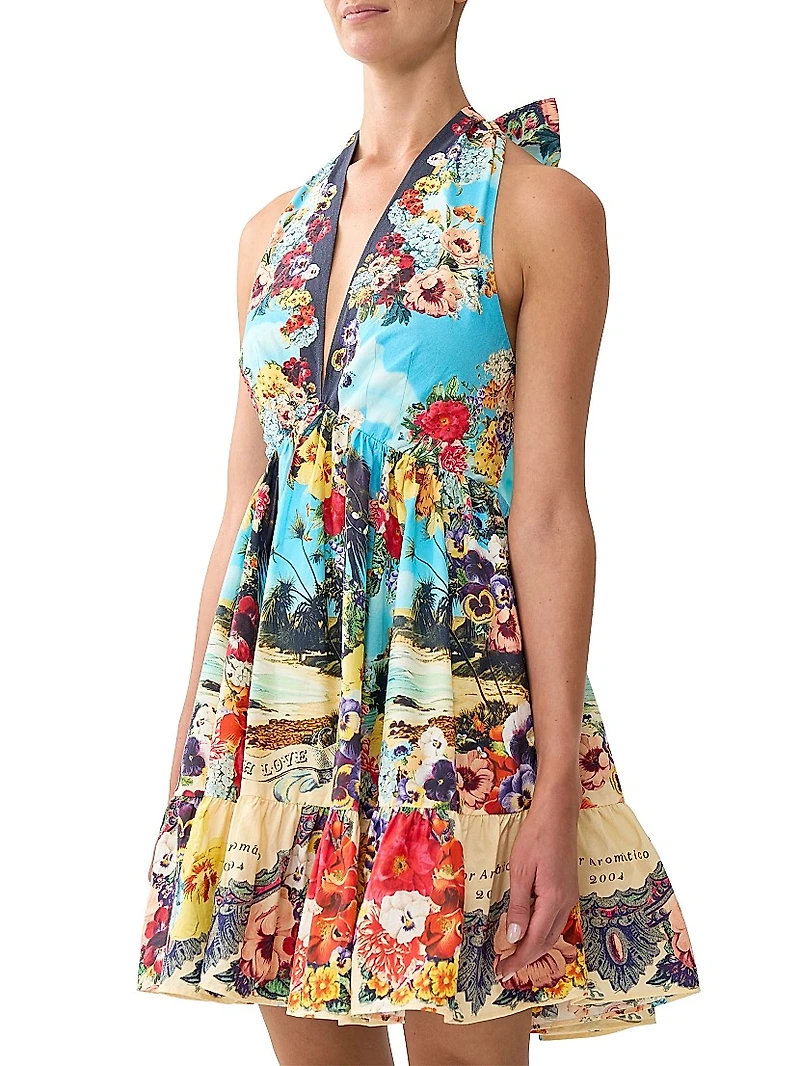 Bathing Bombshell Cotton Halter Minidress