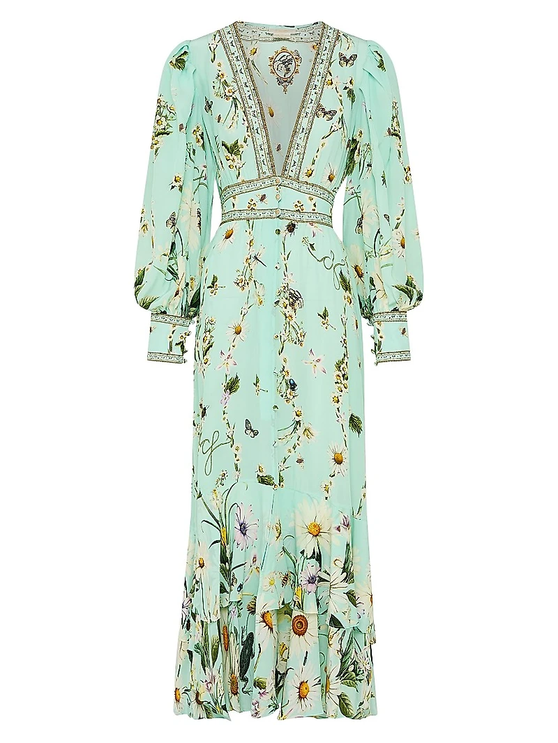Floral Freefall Printed Silk Maxi Dress