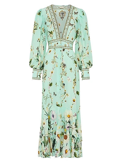 Floral Freefall Printed Silk Maxi Dress