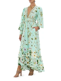 Floral Freefall Printed Silk Maxi Dress