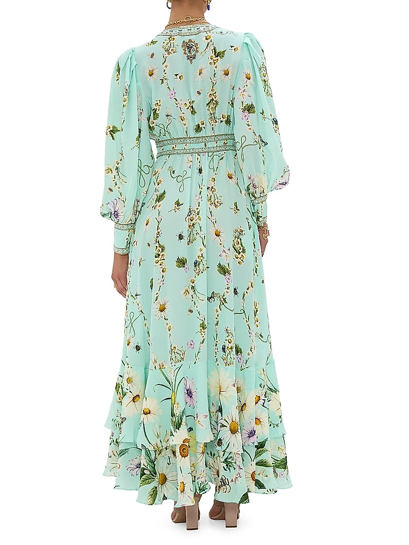 Floral Freefall Printed Silk Maxi Dress