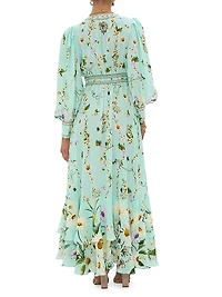 Floral Freefall Printed Silk Maxi Dress