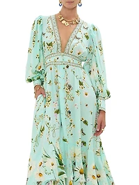 Floral Freefall Printed Silk Maxi Dress