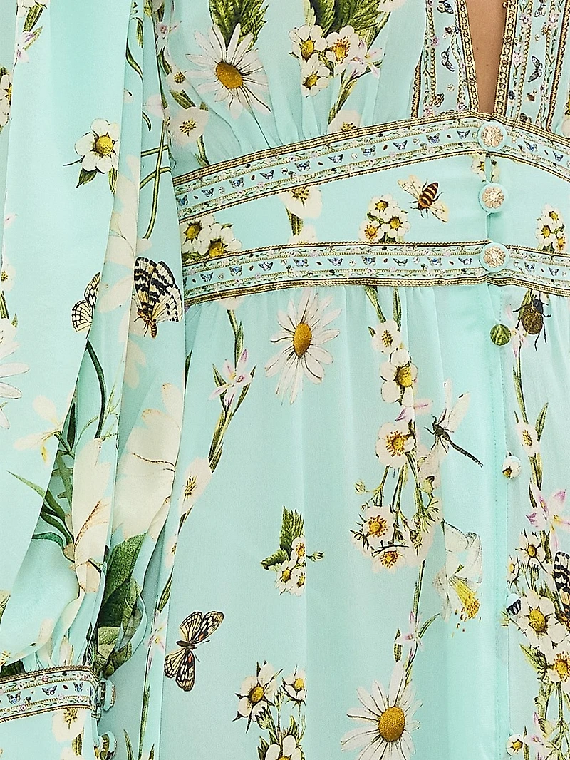 Floral Freefall Printed Silk Maxi Dress