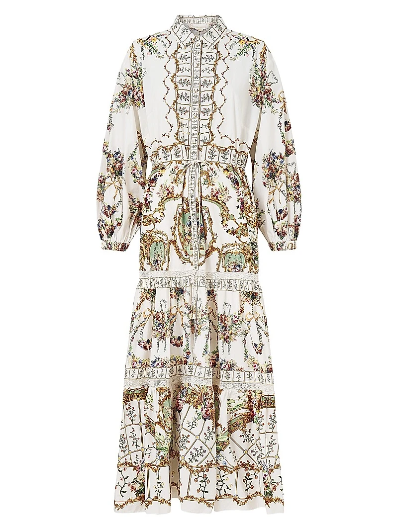 Floral Tiered Long Shirtdress