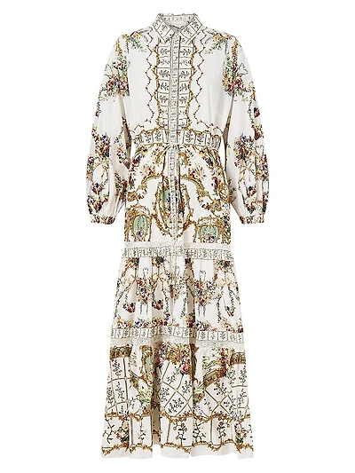 Floral Tiered Long Shirtdress
