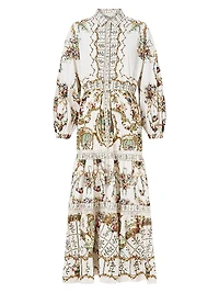 Floral Tiered Long Shirtdress