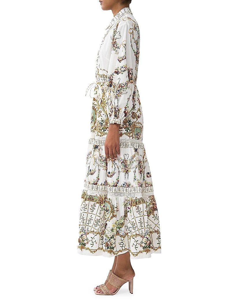 Floral Tiered Long Shirtdress