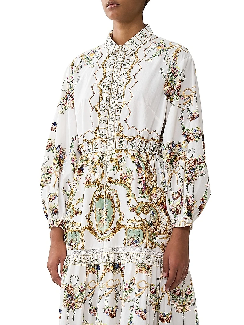 Floral Tiered Long Shirtdress