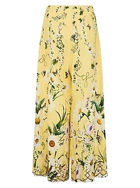 Daisy Chains Linen-Blend Wide-Leg Pants
