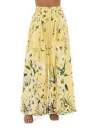 Daisy Chains Linen-Blend Wide-Leg Pants